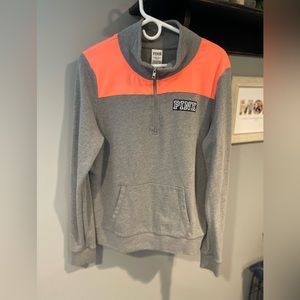 Victoria Secret Pink sweatshirt in gray and coral/orange size large
